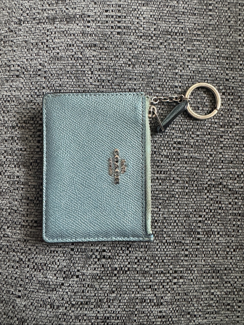 Coach Metallic Aqua Blue Keychain Card Case